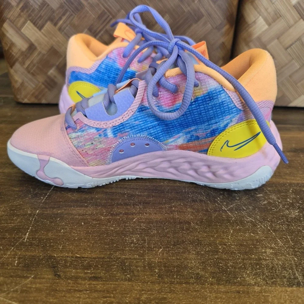 Nike Shoes Youth Size 4.5 PG 6 Painted Swoosh Blue Pink D09824-100 New